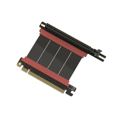 Imagen de LINKUP Cable Elevador PCIE 5.0 Listo para RTX5090 RX8900 GPU x16 128GB/s Velocidad Compatible con 4.0 &amp; WRX80/WRX90E Ángulo Izquierdo Negro 5cm