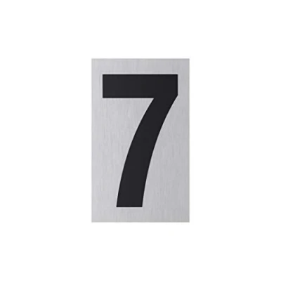Imagen de Metafranc placa adhesiva &quot;7&quot; 100 x 60 mm de aluminio En moderno aspecto acero inoxidable Parte trasera autoadhesiva, señalización, informativa, marca comercial / 507360