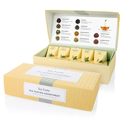 Imagen de Caja de Tés Degustación Tea Forte Forte, Variedades Té, 10 Infusores Té Hechos a Mano en Forma Pirámide Negro, Blanco, Verde, Hierbas