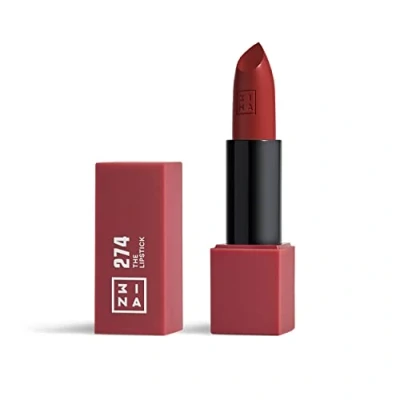 Imagen de 3INA MAKEUP The Lipstick 274 Burdeos Labial Cremoso Barra de Labios Mate con Vitamina E y Manteca Karité Alta Pigmentación Olor a Vainilla Vegan Cruelty Free