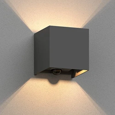 Imagen de ledscom.de aplique CUBEL para exterior, IP65, luz ascendente/descendente, detector de movimiento, antracita mate, angular, 1x G9 máx. 10W, ascendente y descendente,
