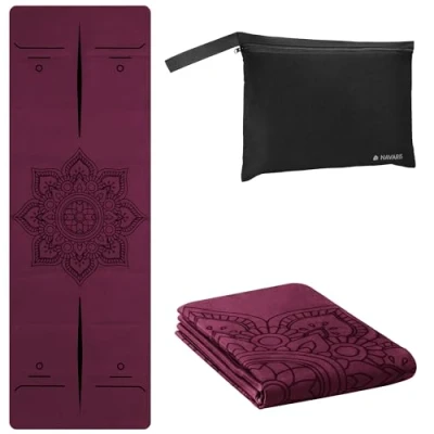 Imagen de Navaris Esterilla de Yoga Plegable Alfombra Gimnasia Antideslizante 183 x 61 cm Colchoneta Deportiva para Pilates Ejercicio Morado