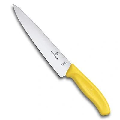 Imagen de Victorinox Swiss Classic, cuchillo profesional para trinchar, hoja extra afilada, afilado recto, 19 cm, mango de plástico, acero inoxidable, amarillo