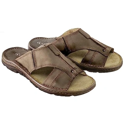 Imagen de ESTRO Sandalias Hombre Verano Cuero Chanclas con Suela Goma Antideslizante s1 (46, Beige)