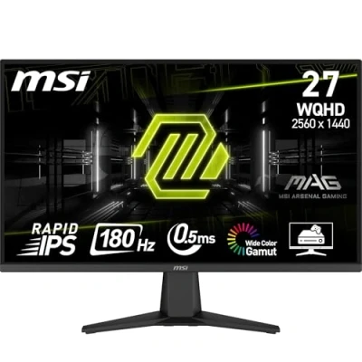 Imagen de MSI mag 275QF Monitor Gaming Plano WQHD (2560x1440) Panel IPS rápido¡, 180Hz / 0.5 m (GtG, mín.), 1 ms (MPRT) 16:9, HDR Ready, 300 nits, Negro
