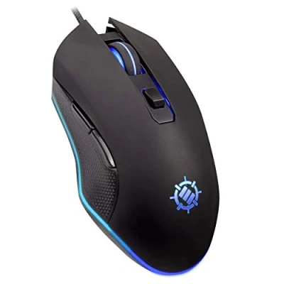 Imagen de ENHANCE Infiltrate USB Ratón Juegos Mouse LED Gaming con 6 Botones Programables, Niveles De 4 dpi Y Cable Trenzado Iluminado por Computadora Agarre Ergonómico Texturizado