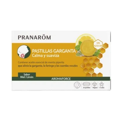 Imagen de PRANAROM Aromaforce Pastillas Para La Garganta Miel Limón Calma Y Suaviza A Partir De 6 Años 24