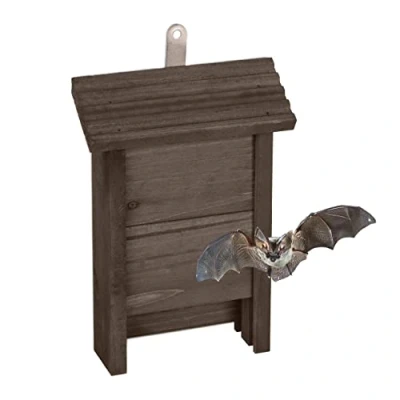 Imagen de Relaxdays Bat Box Casa para Murciélagos, Refugio de Madera, 29 x 18 6 cm, Jardín y Exteriores, Entrada Estrecha, Marrón