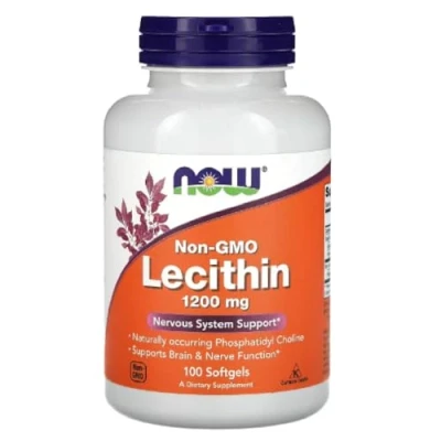 Imagen de Now Foods LECITHIN 1200 MG Lecitina 1200mg (No GMO) Apoyo para la salud del cerebro y el hígado 100 Softgels