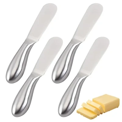 Imagen de Paquete De 4 Cuchillos Para Mantequilla, Mermelada, Multifunción Mantequilla Acero Inoxidable, Queso, Pan Con Asas, Espátulas Postre