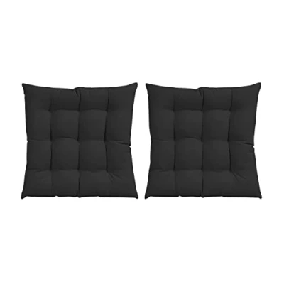 Imagen de GREATOYAR Cojines para Silla y Asiento, Decoración de Asiento Jardín Casa Terraza, Cojín Decorativo con Correas Sujeción, 9 Pespuntes, Fabricado en España, 40 x 3.5 cm, Pack 2, Negro
