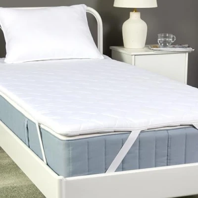 Imagen de Amazon Basics Tope para colchón de Espuma (90W x 200L 6H cm Altura, con Funda Lavable), Color Blanco