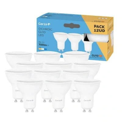 Imagen de Garza Pack 12 Bombillas Led, Casquillo GU10, Luz Neutra 3000K, 7W, 700 Lúmenes. No Regulable.
