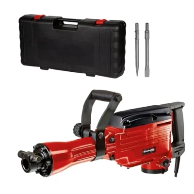 Imagen de Einhell Martillo demoledor con cable TC DH 43. 1600 W, potencia de impacto 43 J, mandril hexagonal SDS, mango adicional ajustable en 180, incl. Cincel puntiagudo y plano. Rojo