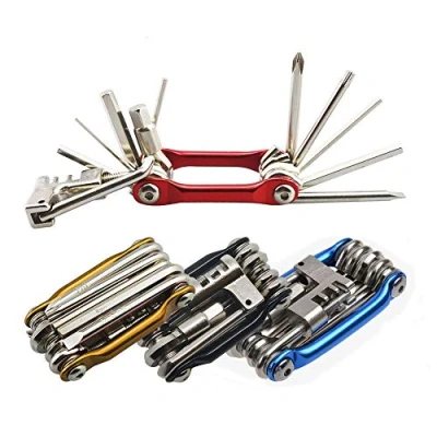 Imagen de Senven 11 en 1 Multifunción Bicicleta Reparacion Herramientas, Multiusos Bici Mini Plegables Mantenimiento Herramientas Kit Rojo