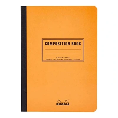 Imagen de RHODIA 119208C Cuaderno flexible con respaldo de tela, composición Book Orange A5 Pequeños azulejos 160 páginas Papel Clairefontaine blanco 80 g/m Classic