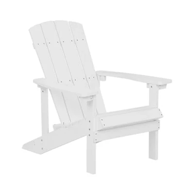 Imagen de Beliani Silla de jardín Blanca Madera sintética con reposapiés Resistente a la Intemperie Estilo Moderno Adirondack