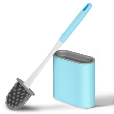 Imagen de Vicloon Escobilla de Inodoro Silicona, Escobillas con Mango Antideslizante y Cerdas Flexibles, Cepillo Silicona Soporte Secado RáPido para BañO