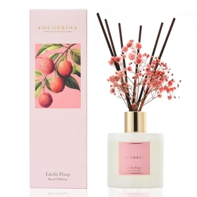 Imagen de COCORRÍNA 200ml Difusor de Varillas con Flores secas/Litchi Efervescente/Ambientadores Hogar, Ambientador Varillas/difusor Aromas/para Decoración Baños y Estanterías