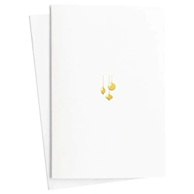 Imagen de Juego de 2 tarjetas Navidad con bolas en relieve dorado sobre papel texturizado Tarjeta felicitación para y Adviento, neutral sobre, E43