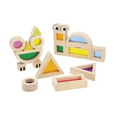 Imagen de Janod Madera para Ensamblar Juego de Despertar Sensorial 18 Bloques y 6 Tarjetas Modelo Aprender Formas Colores Desarrolla la Motricidad Fina A Partir 12 Meses J05306 (JURATOYS J05306)