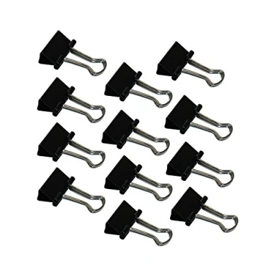 Imagen de Wedo 06421415 Pack de 12 broches aprietapapel, 15 mm, color negro