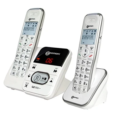 Imagen de Geemarc Amplidect 295 Duo Teléfono Inalámbrico Amplificado y Auricular Adicional con Contestador, Timbre Potente Botones Grandes para Personas Mayores Pérdida Auditiva Baja o Moderada
