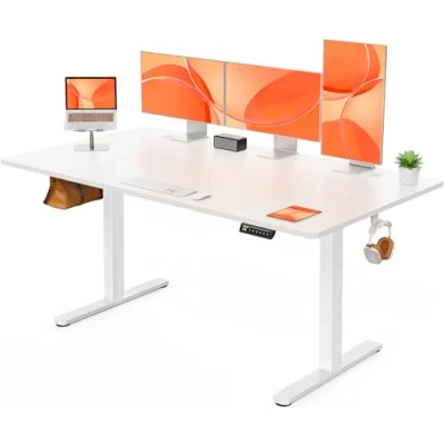 Imagen de ErGear Escritorio Elevable Eléctrico, Ajustable en Altura 160 x 80 cm, Mesa con Panel Inteligente de 4 Memorias, Oficina Casa Tablero Ensamblado