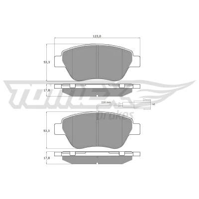 Imagen de TOMEX brakes TX 14 44 Juego de pastillas freno Eje delantero con contacto avisador desgaste FIAT: Grande Punto Hatchback, 500 Hatchback