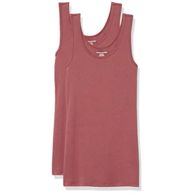 Imagen de Amazon Essentials Camiseta ajustada sin mangas Mujer, Pack de 2, Ciruela, M