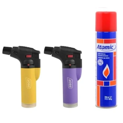 Imagen de DISPAU ¡Bombona de Gas Regalo! Pack 2 Mini Soplete Culinario para Cocina: Flambeador con Llama Ajustable Ideal Caramelizar, Crema Catalana y Barbacoas Color Aleatorio