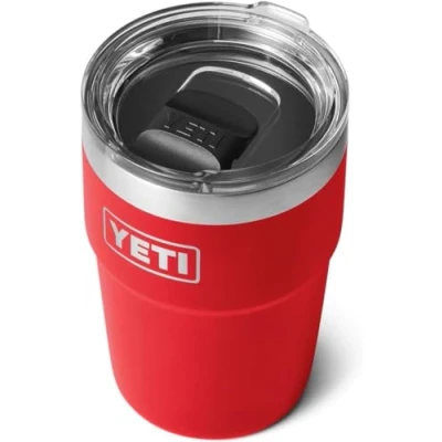 Imagen de YETI Rambler Cup, Vacuum Insulated Stainless Steel Stackable Cup with Magslider Lid, Rescue Red, 16 oz (475 ml)