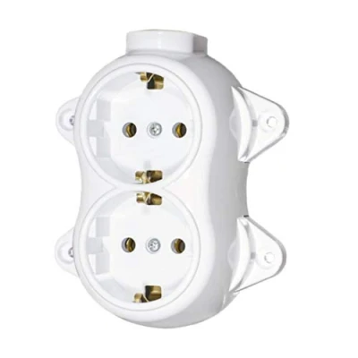 Imagen de Carcasa de interruptor luz pared vintage, redondo, retro, 2 enchufes, blanco