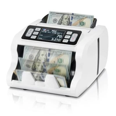Imagen de MUNBYN Contadora de billetes, Maquina contar Billetes UV/MG/IR/MT, Detector falsos con pantalla TFT 3,5&quot;, USD, EUR, GBP, MXN para empresas Clasificados Todas Las divisas