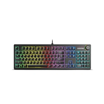 Imagen de Ozone Gaming OZSTRIKEBACKSP Gear Strikeback, Teclado Mecánico, Switches Mecánicos Kailh Red, Iluminacion LED RGB Spectra, 18 Modos de Illuminación, Silencioso, Numérico, Layout Español, Negro