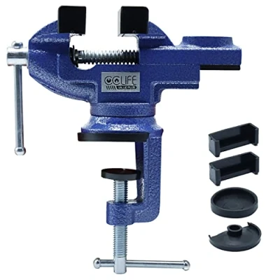 Imagen de CCLIFE Tornillo de Banco 50mm/70mm para Trabajo con 360 Base Giratoria, Protector Mandíbula Banco…