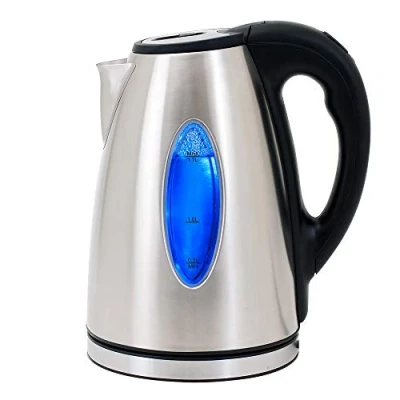 Imagen de Deuba Hervidor de agua acero inoxidable 1,7L con iluminación interior led azul 2200 W libre BPA tetera té