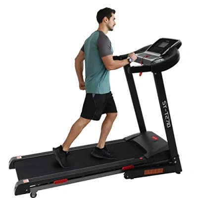 Imagen de ISE Cinta de Correr eléctrica Plegable Pro, Motor silencioso 3 HP, Pantalla LCD multifunción 1 16KM/H con 12 programas Ejercicio, inclinación automática, MAX.120kg