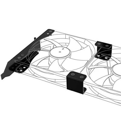 Imagen de Akasa Soporte de ranura PCI para montar uno/dos ventiladores 120 mm rack doble ventilador GPU Estante montaje caja Hierro negro
