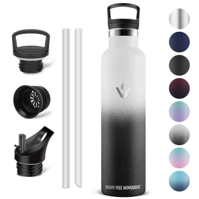 Imagen de Vikaster Botella Agua termica, Acero Inoxidable 1 litro, Estanqueidad, Mantener 12H Caliente/24 Frío, Termo Sin BPA, para Deporte, Viaje, Escuela, Exterior, Oficina, Hogar.