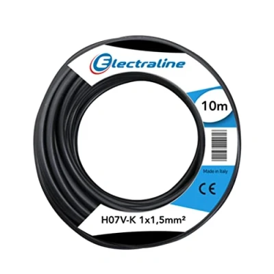 Imagen de Electraline 15071, H07V K Cable, Sección 1x1.5 mm, 10m, Negro