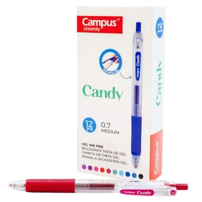 Imagen de Campus 12 Bolígrafos de Gel Candy, Colores Recargables con Trazo 0.7mm, Tinta Secado Rápido y Resistente al Agua (Bolígrafo, Granate, unidades)