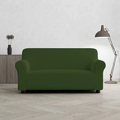 Imagen de Italian Bed Linen Funda Cubre Sofá “Più Bello, Verde Oscuro, 2 PLAZAS