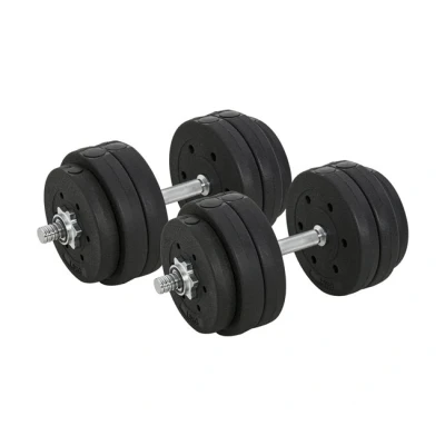 Imagen de HOMCOM Juego de Mancuernas Ajustable 30KG con Barra Conexión Acero y Discos Desmontable Pesas para entrenamiento en Casa Gimnasio Oficina Negro