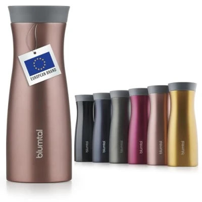 Imagen de Blumtal Vaso Térmico Café con cierre hermético para bebidas frías y calientes Termo pequeño llevar, Rosa, 380 ml