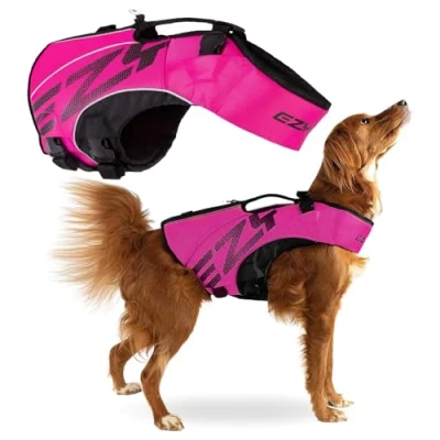 Imagen de EZYDOG X2 Boost Chaleco Salvavidas Canotaje, Apto para Perros, Tabla de Remo, flotabilidad Superior, Mango Rescate, (Grande, Rosa)