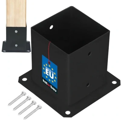 Imagen de KOTARBAU® casquillo atornillable de 120 x mm, postes madera cuadrada, suelo, soporte para vallas, postes, ancla, galvanizado en caliente con recubrimiento polvo