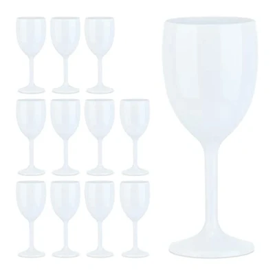 Imagen de Relaxdays Copas Vino de Plástico Irrompible en Set 12, sin BPA, Vasos Cóctel Reutilizables, Camping y Pícnic, Blanco
