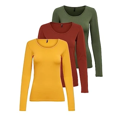 Imagen de ONLY Onllive Love Life Basic Camiseta de manga larga para mujer, 1 amarillo dorado, henna quemada, kalamata, M