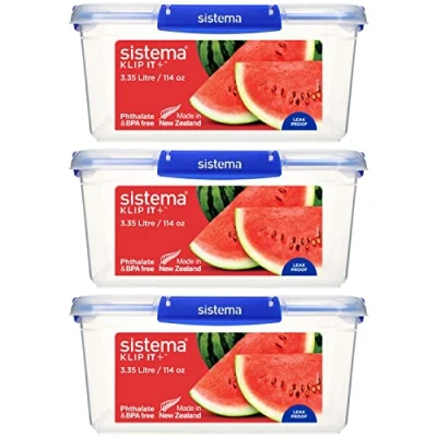 Imagen de Sistema KLIP IT PLUS recipientes de almacenamiento alimentos 3.35 L Juego herméticos Junta a prueba fugas Clips cierre sencillos Sin BPA 3 unidades